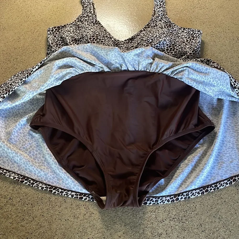 Leopard print one piece swimsuit swim dress size 18W